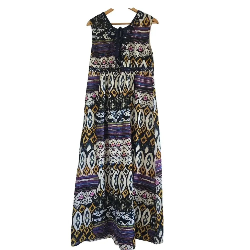 Jigsaw Boho Embroidered Maxi Dress Size 10/ US-S Cotton Sleeveless V-neck Artsy